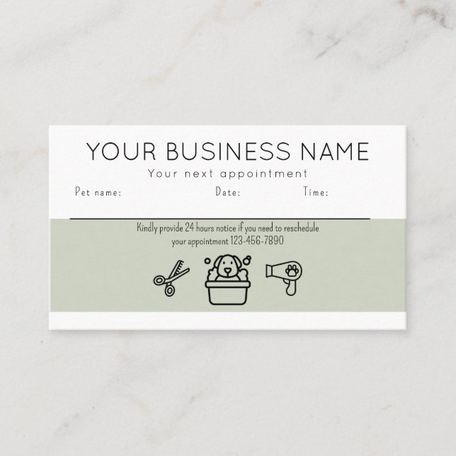 Tarjeta De Visita Servicio profesional de preparación de perros para (Anverso)