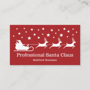 Tarjeta De Visita Servicio Profesional de Santa Claus en Trineo Rojo