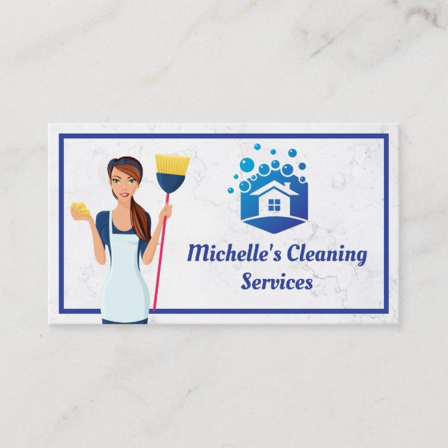Tarjeta De Visita Servicio residencial de limpieza | Maid con baño (Anverso)
