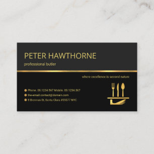 Tarjeta De Visita Servicio Retro Profesional Gold Line Stripe Butler