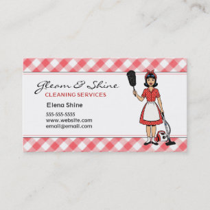 Tarjeta De Visita Servicio Retro Red Gingham Cleaner