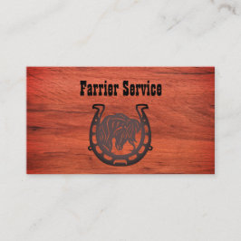 Tarjeta De Visita Servicio Rustic Wood Farrier Horseshoe