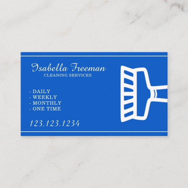 Tarjeta De Visita Servicio sencillo de limpieza de limpieza en blanc (Anverso)