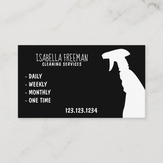 Tarjeta De Visita Servicio sencillo de limpieza de limpieza en blanc (Anverso)