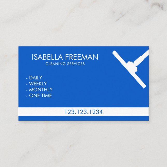 Tarjeta De Visita Servicio sencillo de limpieza de limpieza en blanc (Anverso)