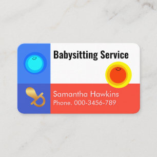 Tarjeta De Visita Servicio Simple de Cuidado de Niños Nocturno y Diu