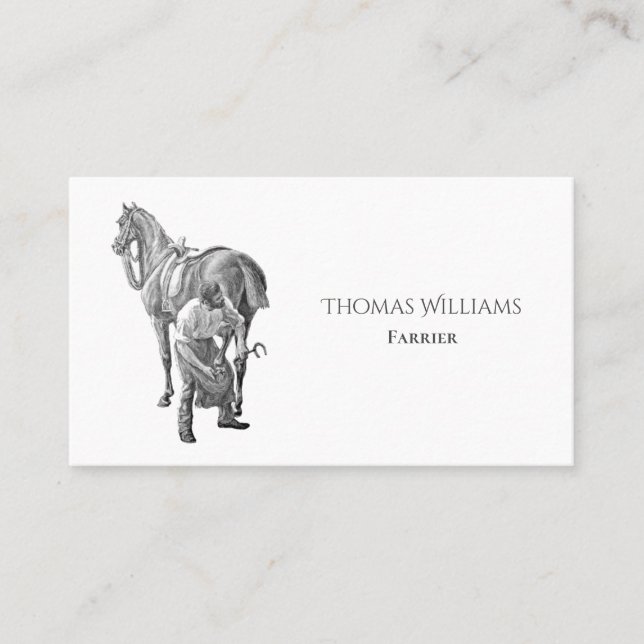 Tarjeta De Visita Servicio simple de herradura ecuestre para caballo (Anverso)