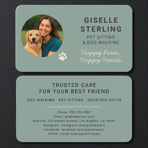 Tarjeta De Visita Servicio simple de paseo de perros y cuidado de ma