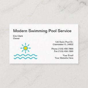 Tarjeta De Visita Servicio Simple de Piscina