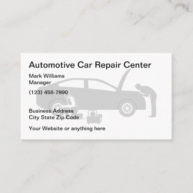 Tarjeta De Visita Servicio simple de reparación de automóviles (Anverso)