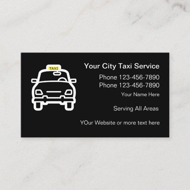 Tarjeta De Visita Servicio simple del taxi de la ciudad (Anverso)