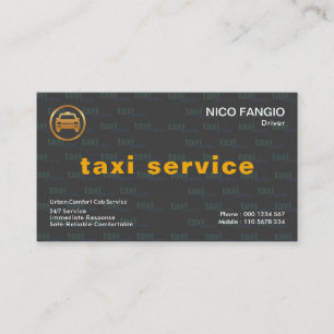 Tarjeta De Visita Servicio Taxi de fondo de impresión de palabra es