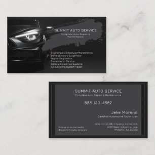 Tarjeta De Visita Servicio y Reparación de Autos Profesional Negro