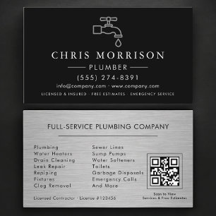 Tarjeta De Visita Servicio y reparación de plomería Código QR de plo