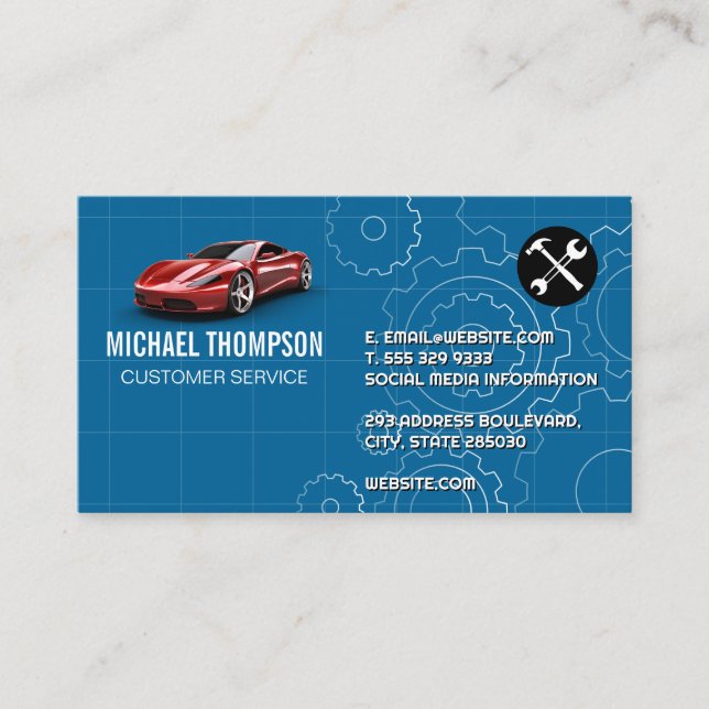 Tarjeta De Visita Servicios automáticos | Reparación de coches de té (Anverso)