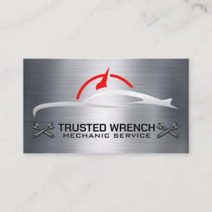 Tarjeta De Visita Servicios automáticos Wrenches Fondo metálico