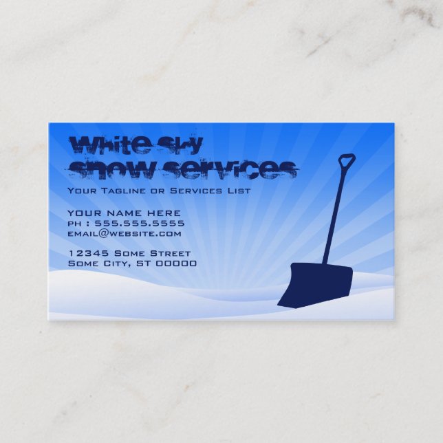 Tarjeta De Visita servicios blancos de la nieve del cielo (Anverso)