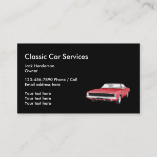 Tarjeta De Visita Servicios Clásicos De Auto Y Restauración