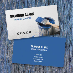Tarjeta De Visita Servicios Clásicos de Pintura Lata de Pintura Azul