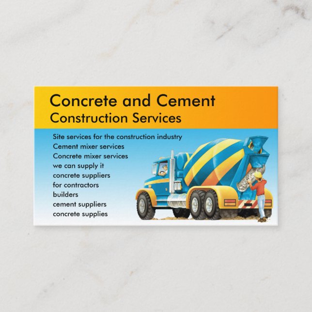 Tarjeta De Visita Servicios concretos de encargo de la construcción (Anverso)