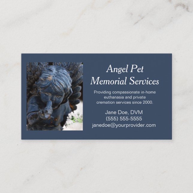 Tarjeta De Visita Servicios conmemorativos del Ángel del Mascota Azu (Anverso)