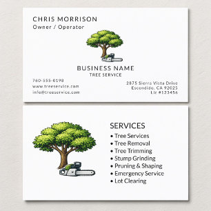 Tarjeta De Visita Servicios de Árbol Negro Minimal