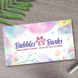 Tarjeta De Visita Servicios de Aseo para Mascotas - Arte de Acuarela