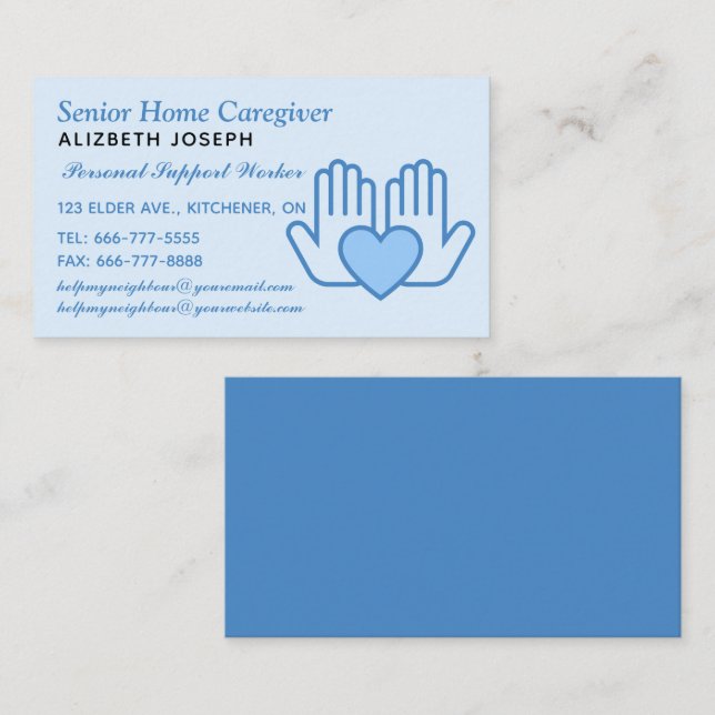 Tarjeta De Visita Servicios de atención domiciliaria y Enfermería pe (Anverso / Reverso)