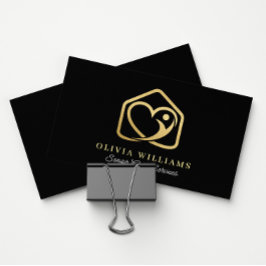 Tarjeta De Visita Servicios de atención para adultos mayores - Negro