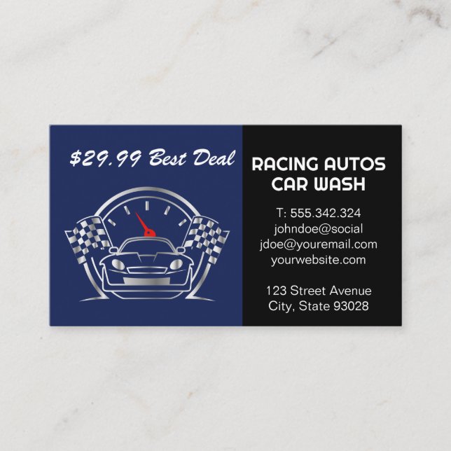 Tarjeta De Visita Servicios de Auto de Carreras de Coches (Anverso)