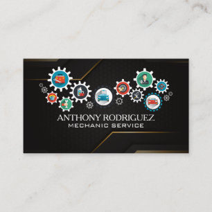 Tarjeta De Visita Servicios de Auto   Iconos de Reparación de Autos 