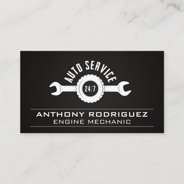 Tarjeta De Visita Servicios de Auto | Llave | Mecánico (Anverso)