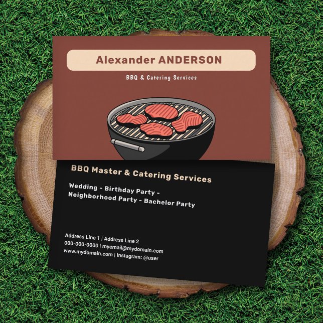 Tarjeta De Visita Servicios de barbacoa y restauración (BBQ & Catering Services Business Card)