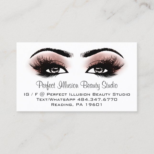 Tarjeta De Visita Servicios de Beauty Studio Perfect Lashes Rosa (Anverso)