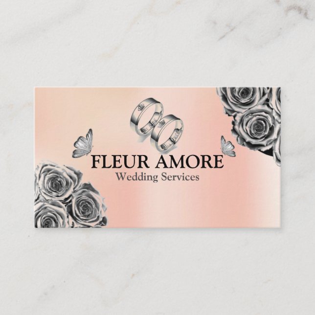 Tarjeta De Visita Servicios de Boda de estilo de diseño de planeamie (Anverso)