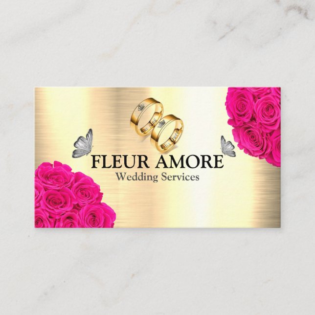 Tarjeta De Visita Servicios de Boda de estilo de diseño de planeamie (Anverso)