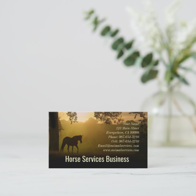Tarjeta De Visita Servicios de caballos o veterinarios equinos (Anverso de pie)