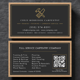 Tarjeta De Visita Servicios de carpintería Carpenter Código QR