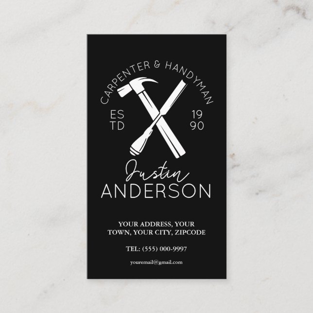 Tarjeta De Visita Servicios de carpintería de carpintería para peque (Anverso)