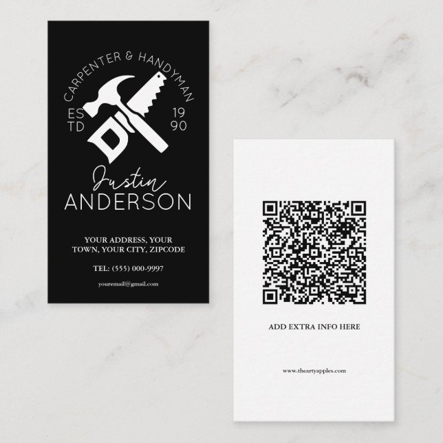 Tarjeta De Visita Servicios de carpintería de carpintería para peque (Anverso / Reverso)