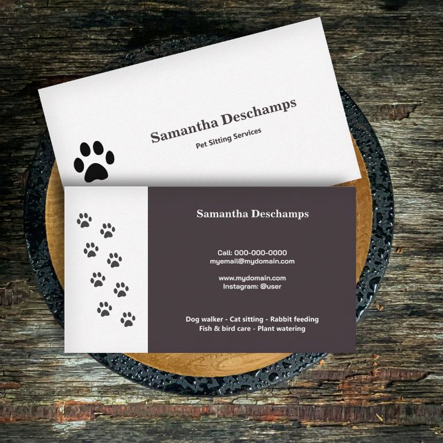 Tarjeta De Visita Servicios de Cat Paw y Mascota (Cat Paw & Pet Services Business Card)