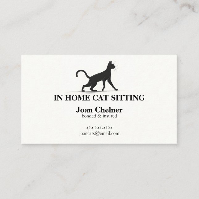 Tarjeta De Visita Servicios de Cat Sitting Cat (Anverso)