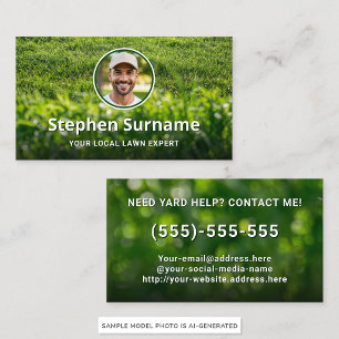 Tarjeta De Visita Servicios de Césped Fotografía Personalizada de Pa