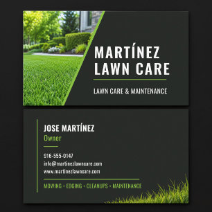Tarjeta De Visita Servicios de Césped y Jardinería Negros Modernos