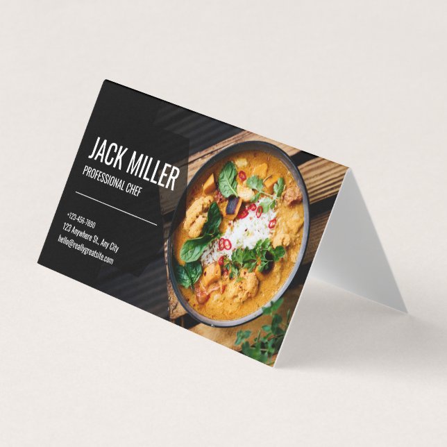Tarjeta De Visita Servicios de Chef Personal Elegante Profesional  (Anverso)