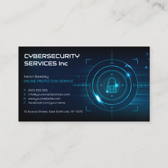 Tarjeta De Visita Servicios de Ciberseguridad | SERVICIO DE PROTECCI (Anverso)