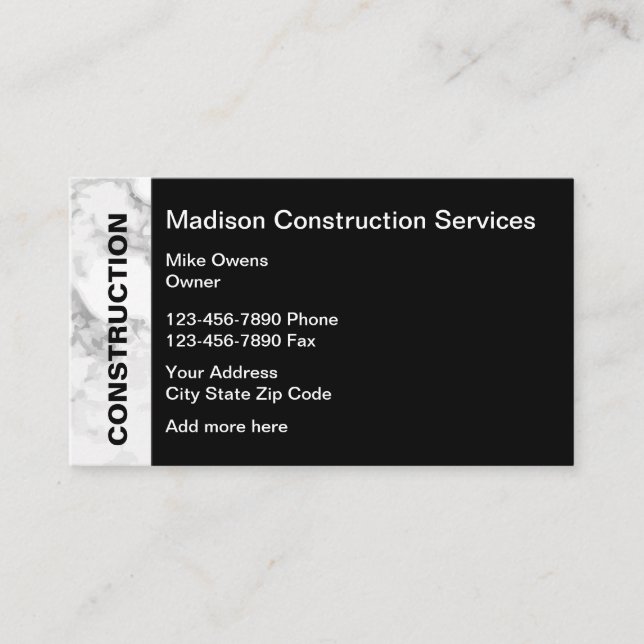 Tarjeta De Visita Servicios de construcción (Anverso)
