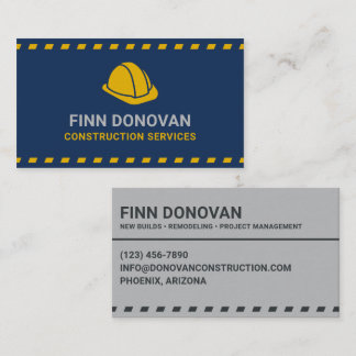 Tarjeta De Visita Servicios de Construcción Casco Duro Azul Oscuro