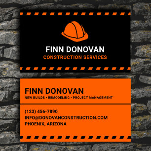 Tarjeta De Visita Servicios de Construcción Casco Naranja
