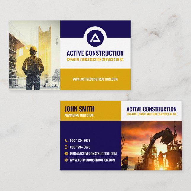 Tarjeta De Visita Servicios de Construcción, Contratista, Constructo (Anverso / Reverso)